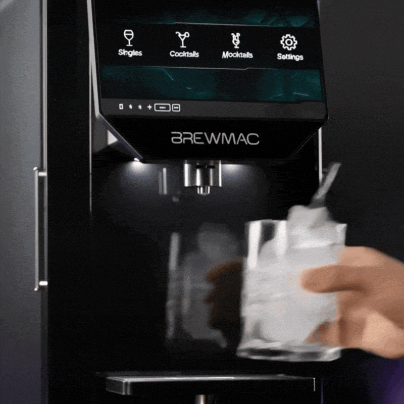 Brewmac bartending machine step 1: Place Glass